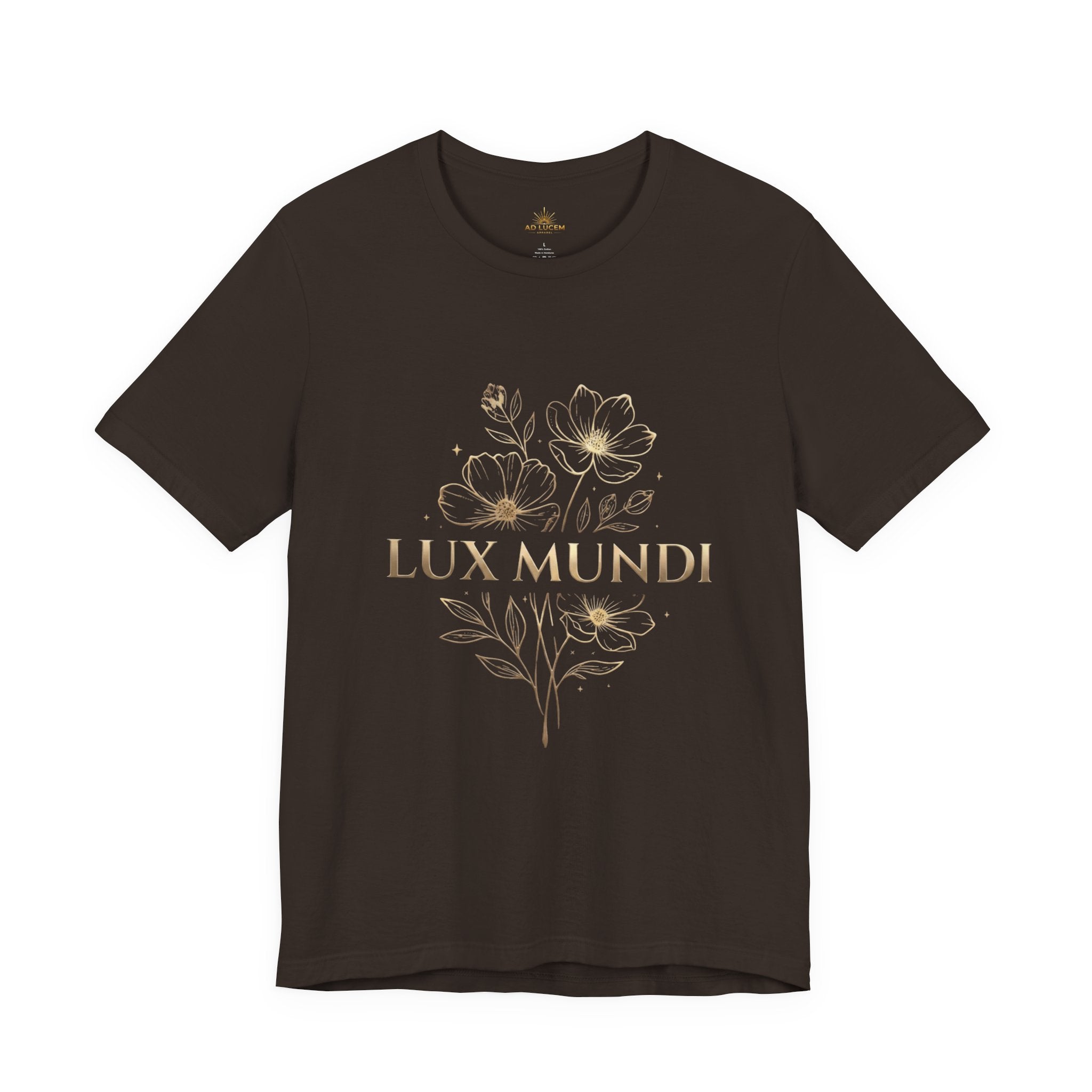 Lux Mundi Floral Tee — "The light shines in the darkness" Inspirational Christian T‑Shirt