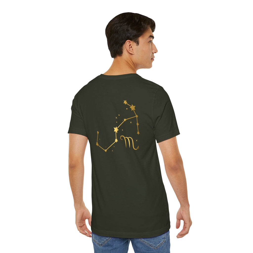 Gold Scorpio Scorpion T-Shirt | Zodiac "Love in Motion" Script