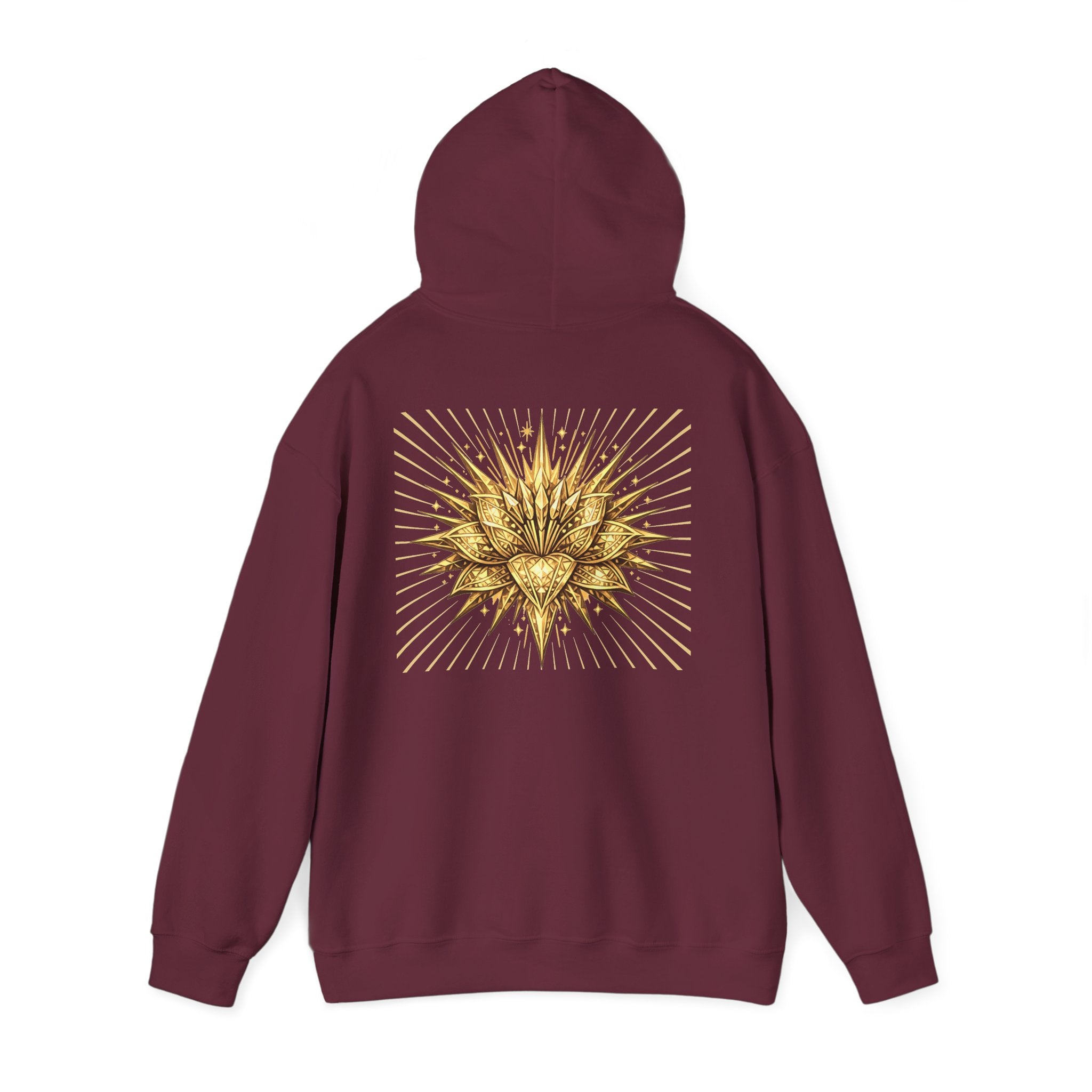 Lux Mundi Hoodie — Gold Lotus Graphic Hooded Sweatshirt