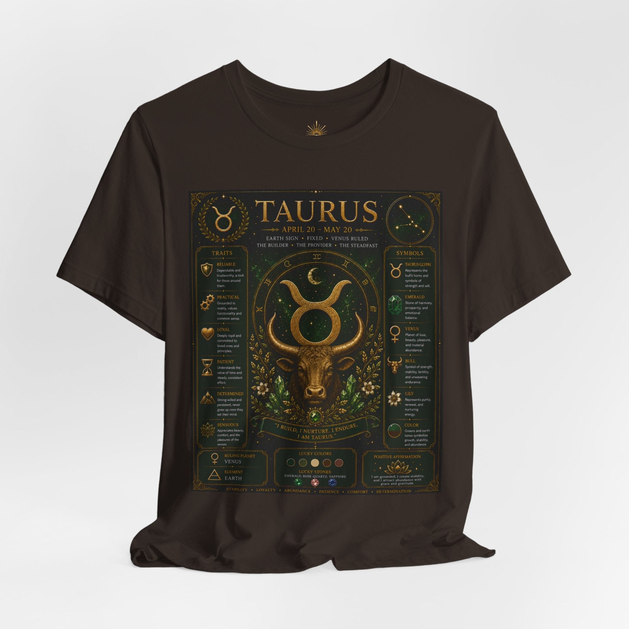 Taurus Zodiac T‑Shirt — Astrology Traits Chart Tee