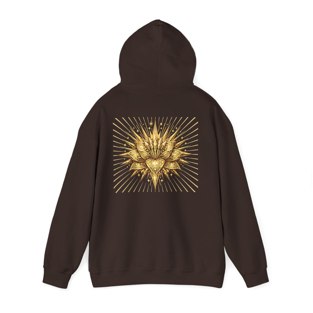 Lux Mundi Hoodie — Gold Lotus Graphic Hooded Sweatshirt