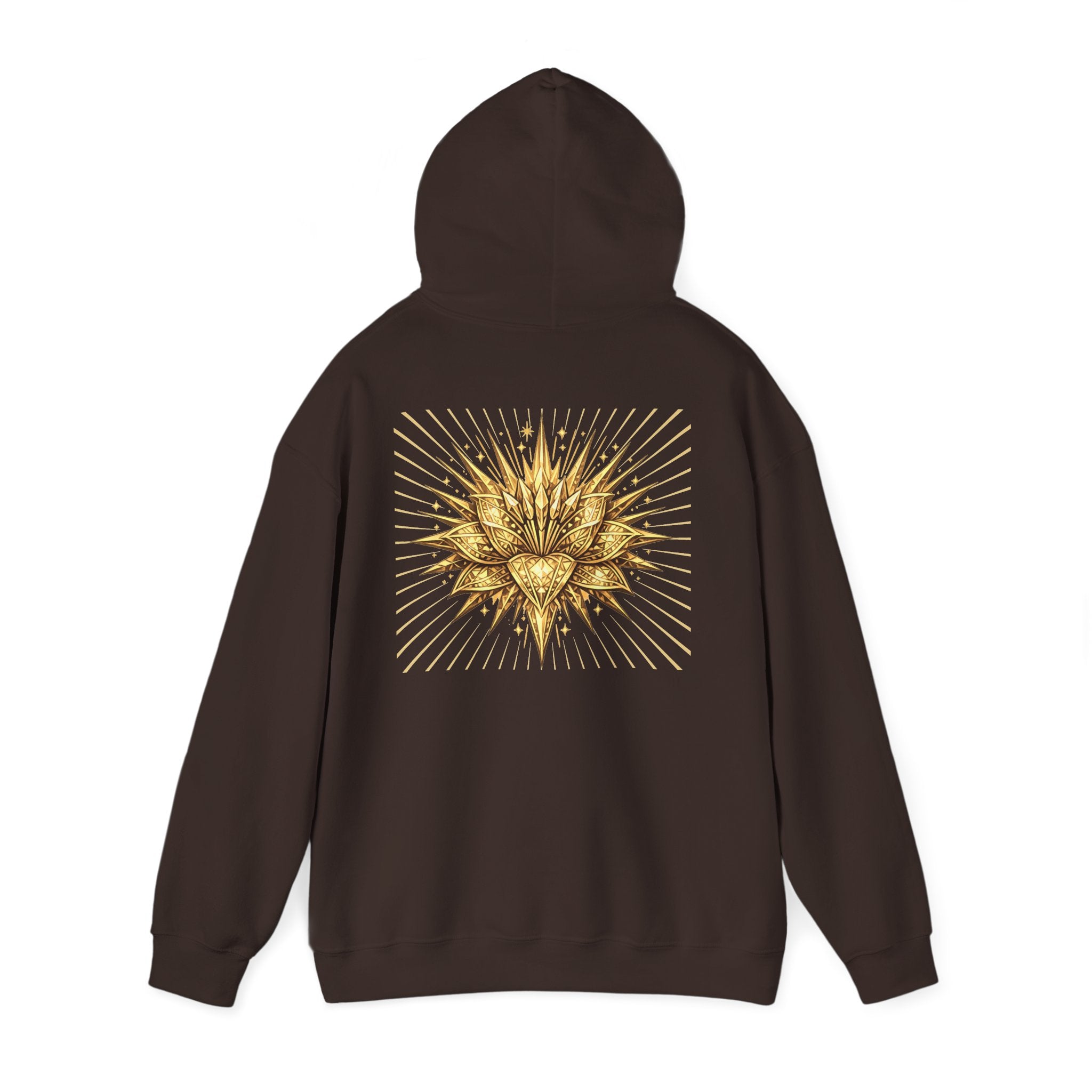Lux Mundi Hoodie — Gold Lotus Graphic Hooded Sweatshirt