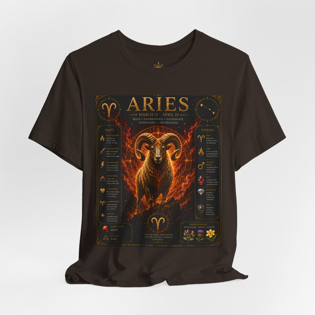 Aries Zodiac Tee — Fiery Ram Horoscope T-Shirt (Aries traits & dates)