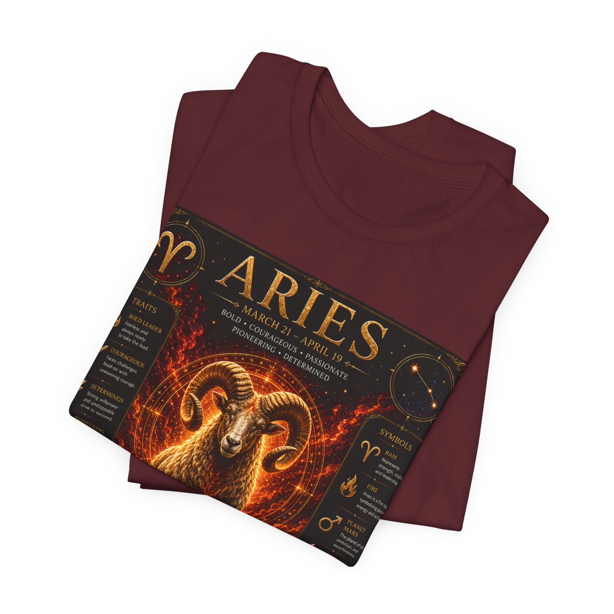 Aries Zodiac Tee — Fiery Ram Horoscope T-Shirt (Aries traits & dates)