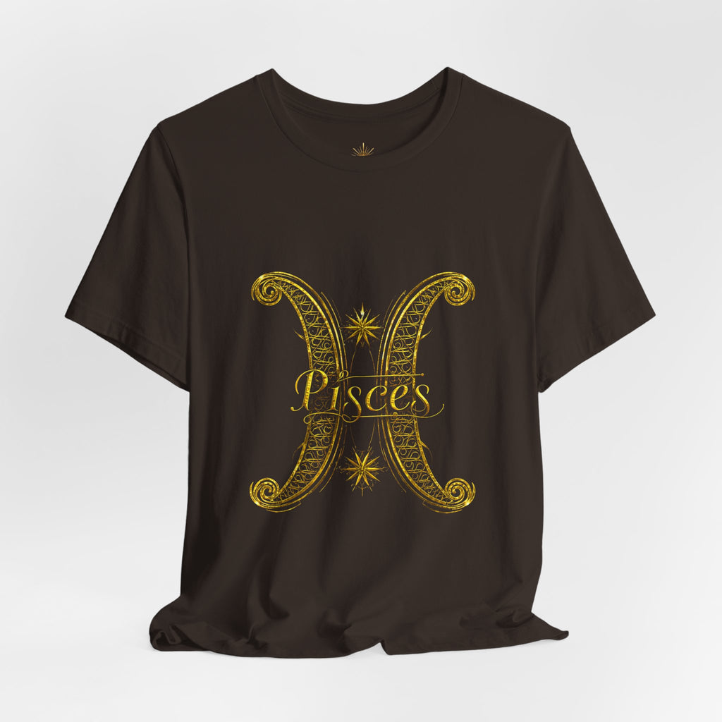 Pisces Zodiac Tee — Golden Astrological Sign Galaxy T-Shirt