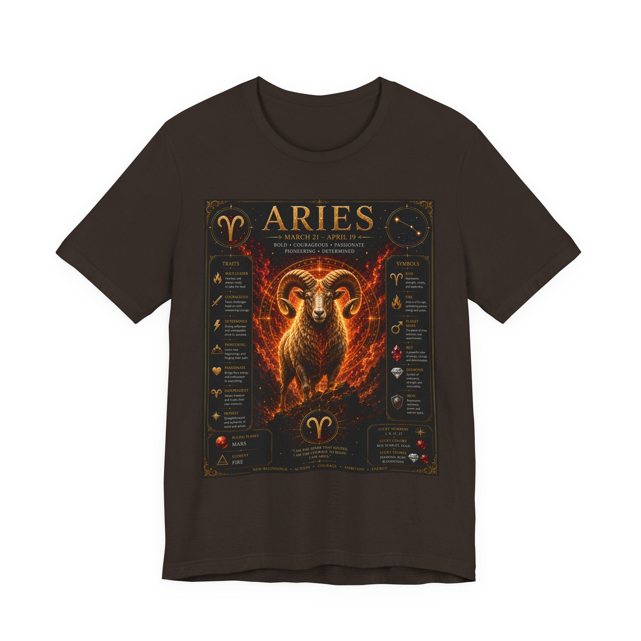 Aries Zodiac Tee — Fiery Ram Horoscope T-Shirt (Aries traits & dates)