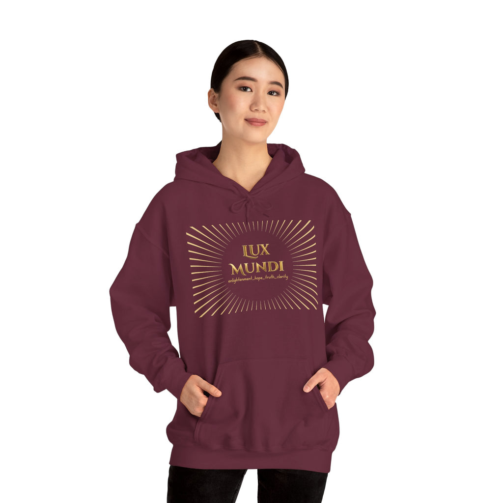 Lux Mundi Hoodie — Gold Lotus Graphic Hooded Sweatshirt