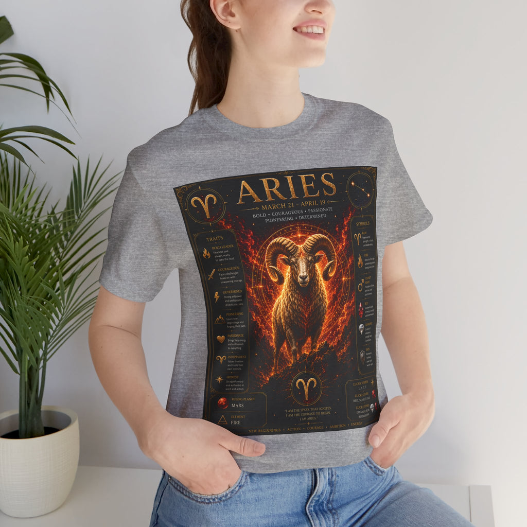 Aries Zodiac Tee — Fiery Ram Horoscope T-Shirt (Aries traits & dates)