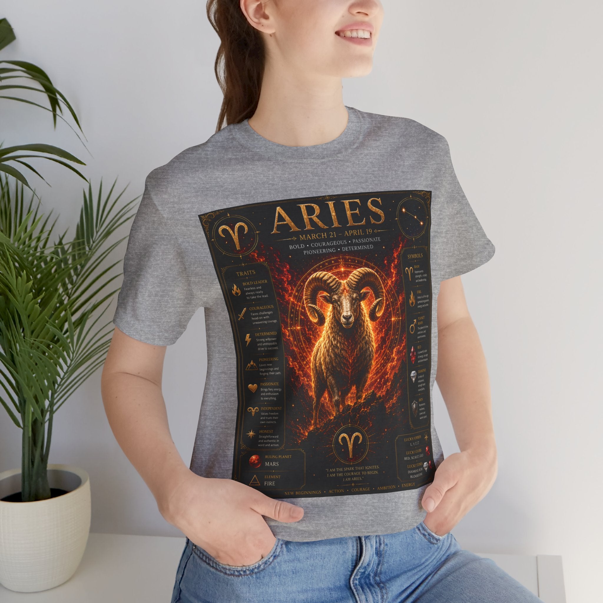 Aries Zodiac Tee — Fiery Ram Horoscope T-Shirt (Aries traits & dates)