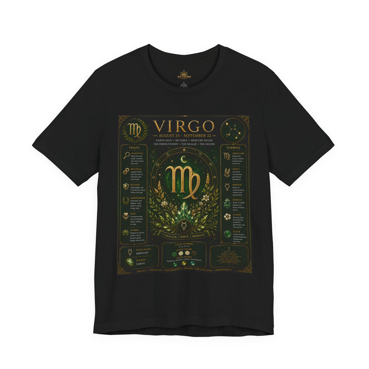 Virgo Zodiac T‑Shirt — Gold Astrology Sign Tee