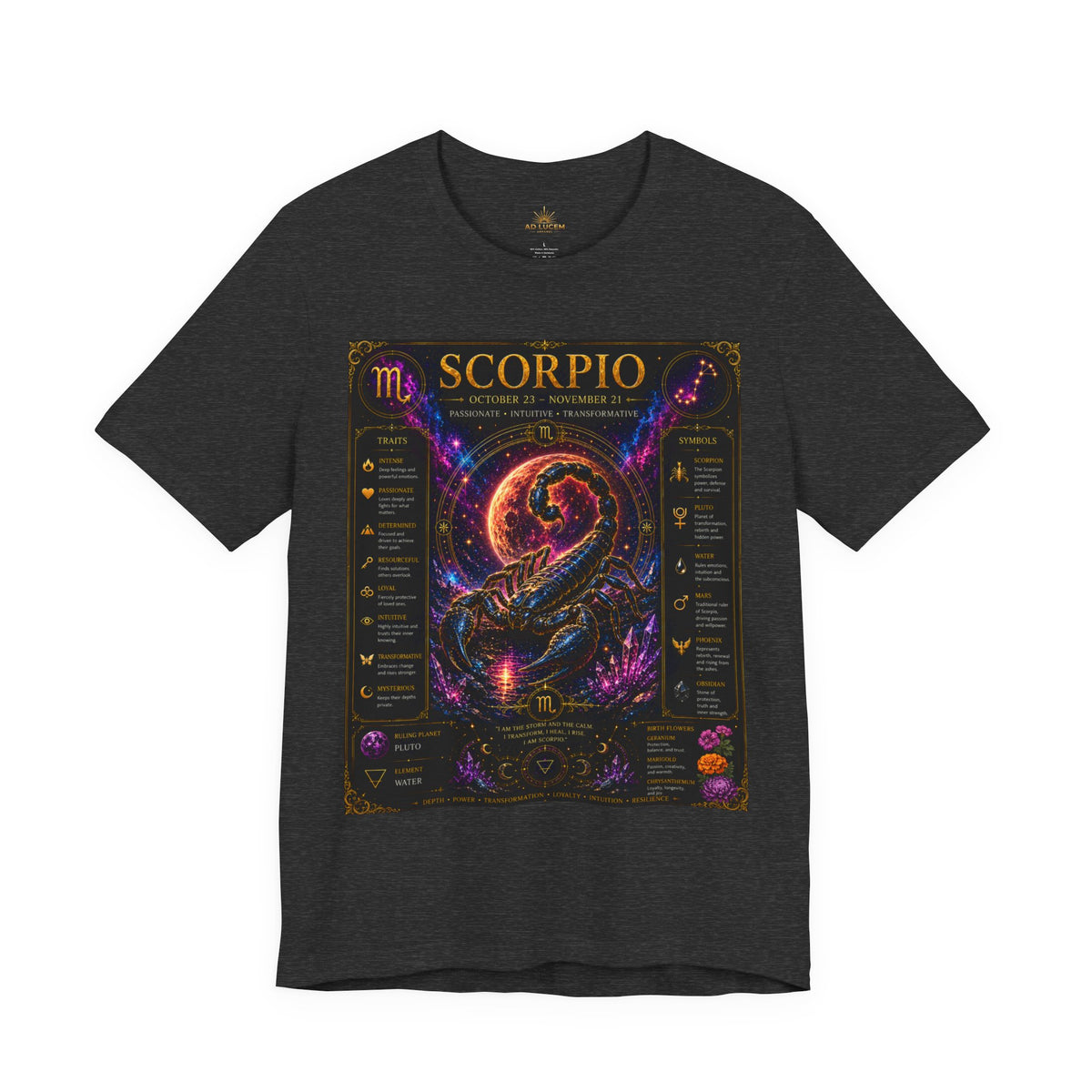 Scorpio Zodiac T-Shirt — Astrology Scorpion Birthdate Traits Tee