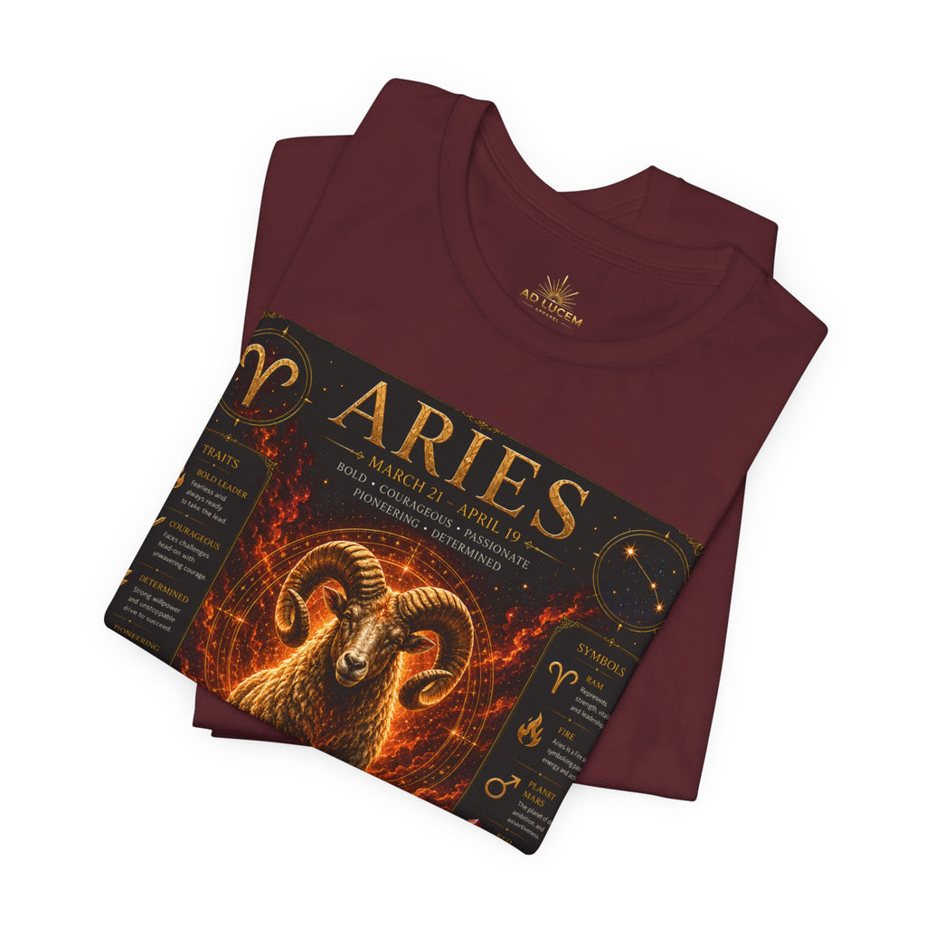 Aries Zodiac Tee — Fiery Ram Horoscope T-Shirt (Aries traits & dates)