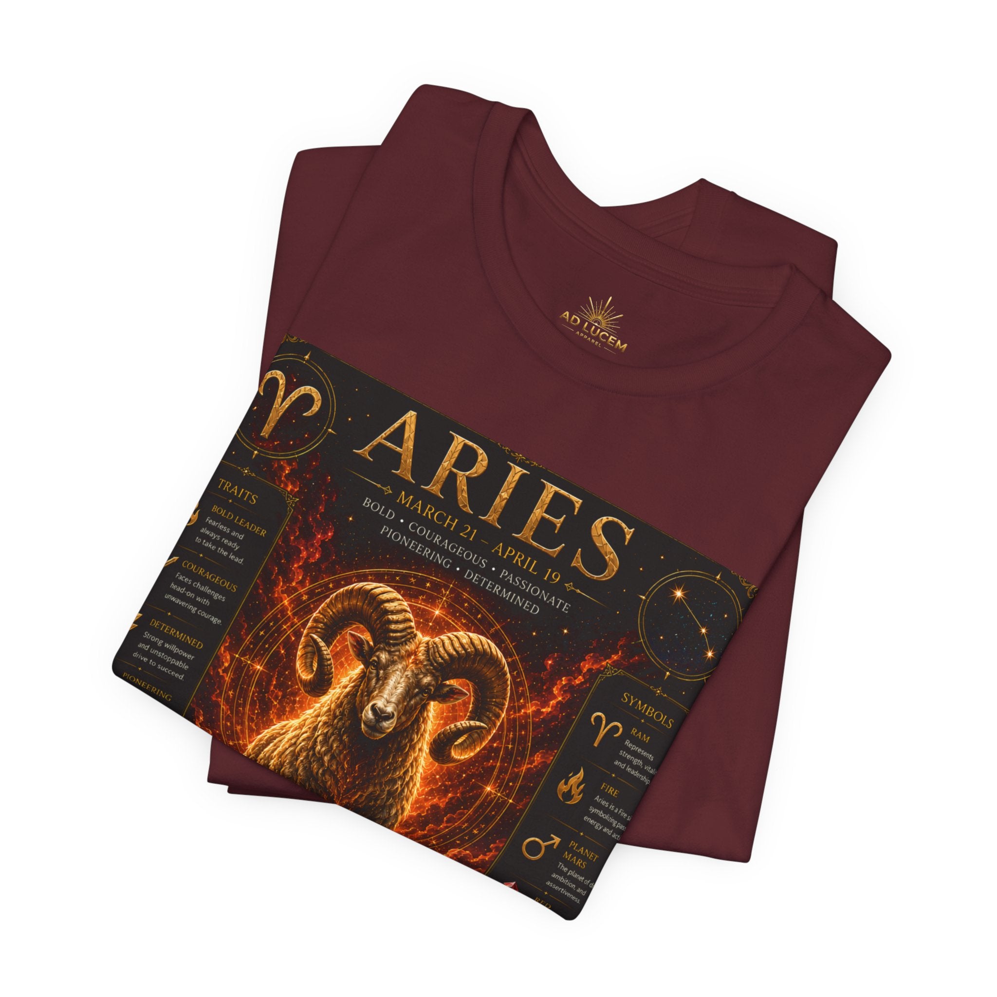 Aries Zodiac Tee — Fiery Ram Horoscope T-Shirt (Aries traits & dates)
