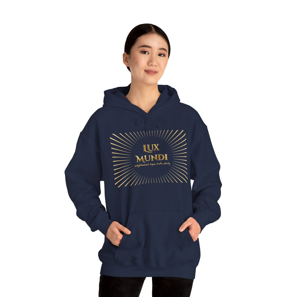 Lux Mundi Hoodie — Gold Lotus Graphic Hooded Sweatshirt