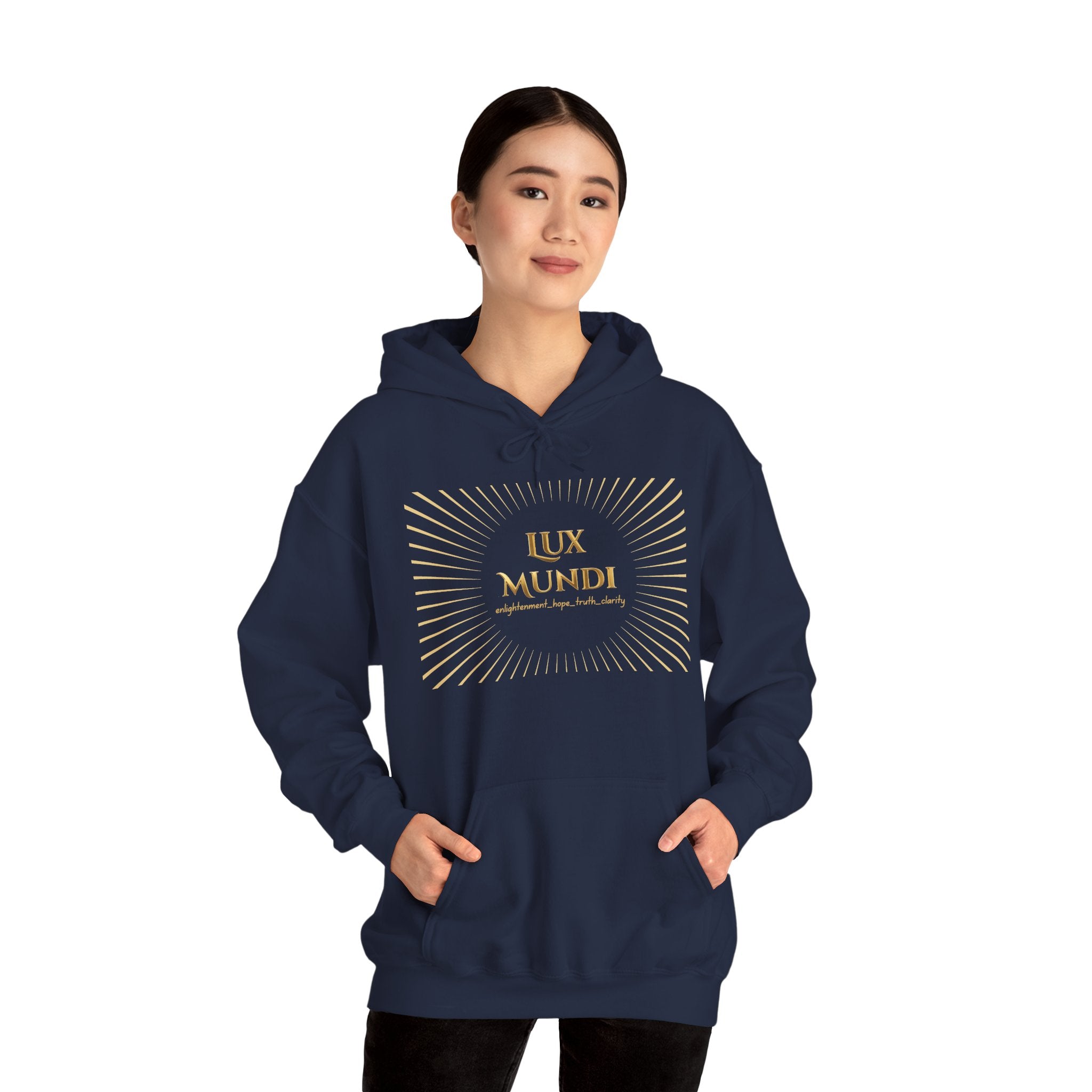 Lux Mundi Hoodie — Gold Lotus Graphic Hooded Sweatshirt