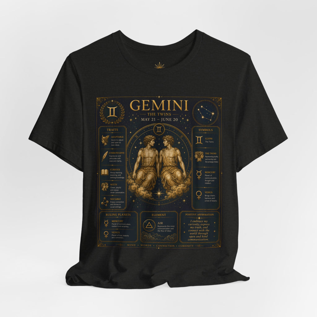 Gemini Zodiac Tee — Vintage Astrology Horoscope Shirt (May 21–June 20)
