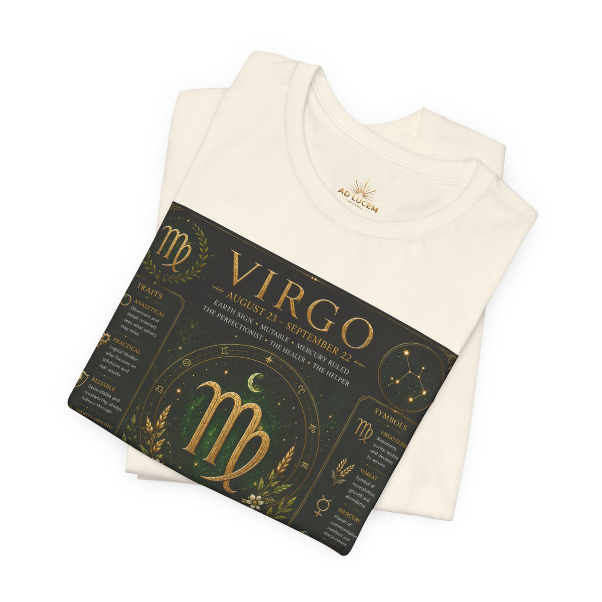 Virgo Zodiac T‑Shirt — Gold Astrology Sign Tee