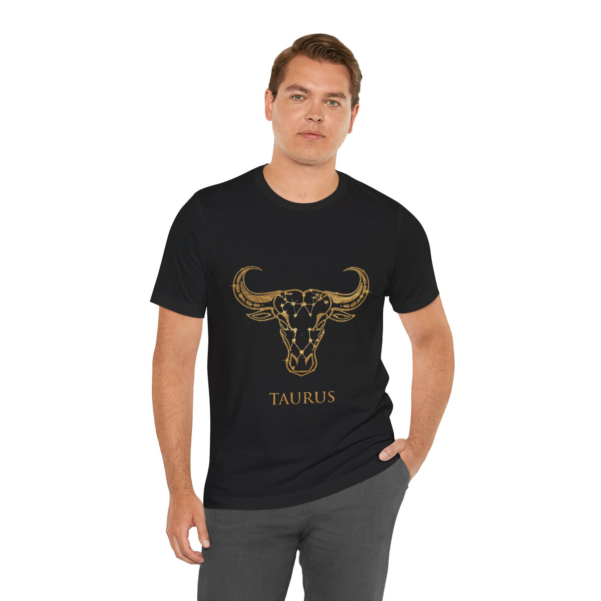Taurus Zodiac T-Shirt — Gold Bull Skull Astrology Tee