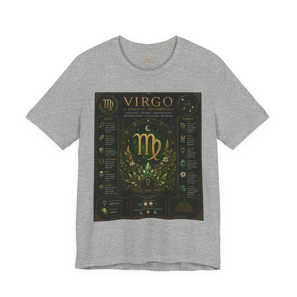 Virgo Zodiac T‑Shirt — Gold Astrology Sign Tee