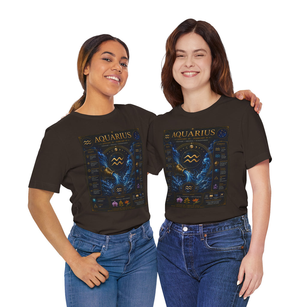 Aquarius Zodiac T-Shirt — Astrology Traits & Birthstone Tee