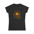 Golden Floral Tee — Women's Shimmer Flower Graphic T-Shirt