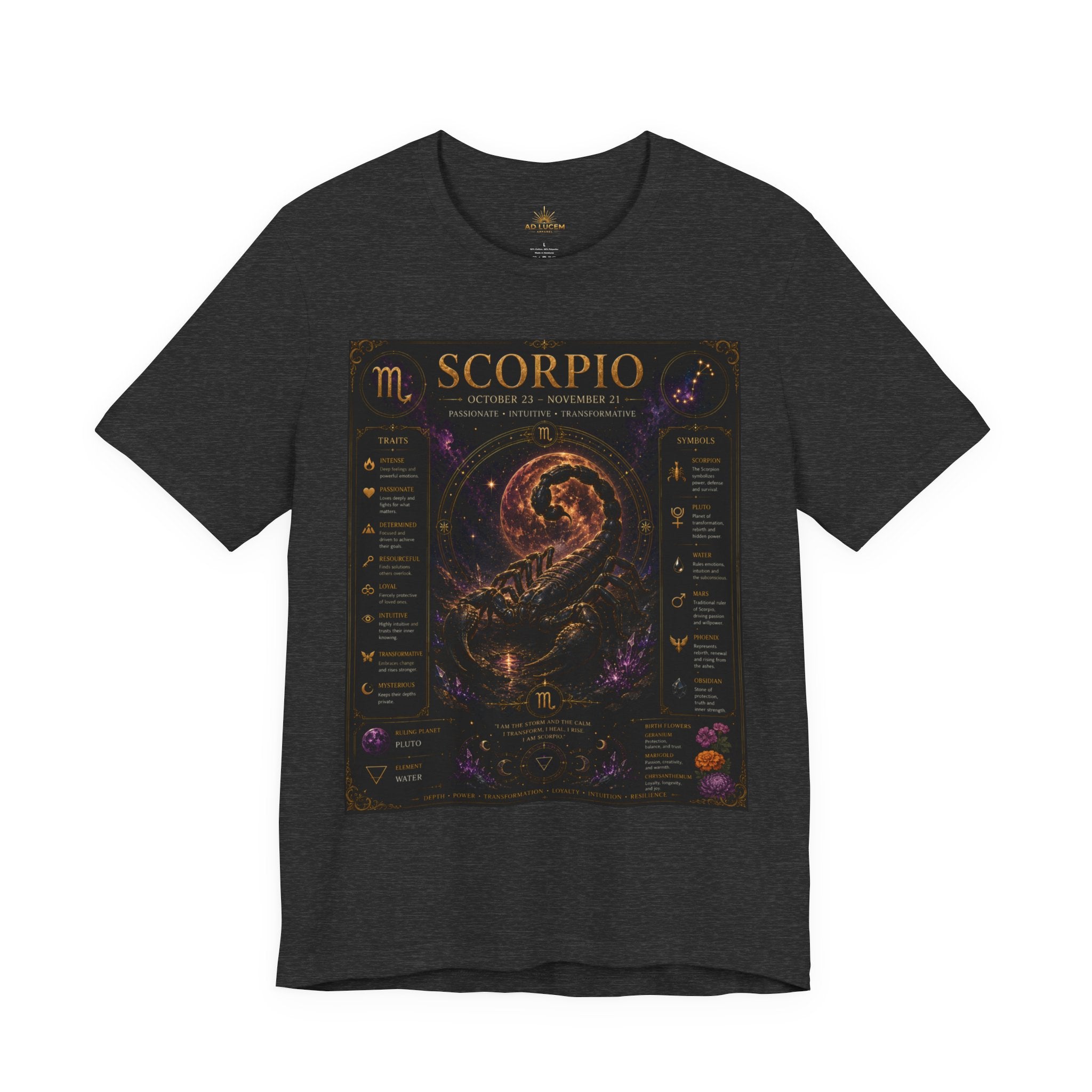 Scorpio Zodiac T-Shirt — Astrology Scorpion Birthdate Traits Tee