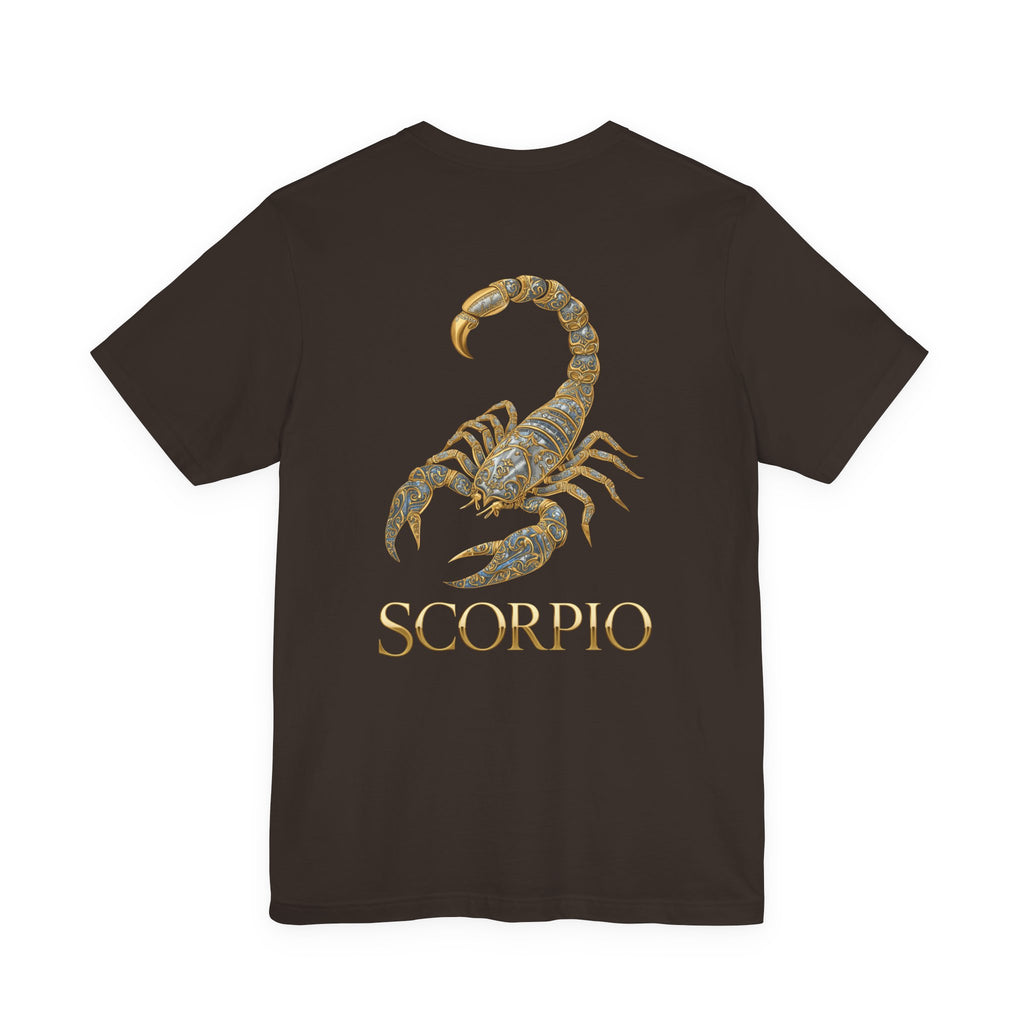 Gold Scorpio Scorpion T-Shirt | Zodiac "Love in Motion" Script