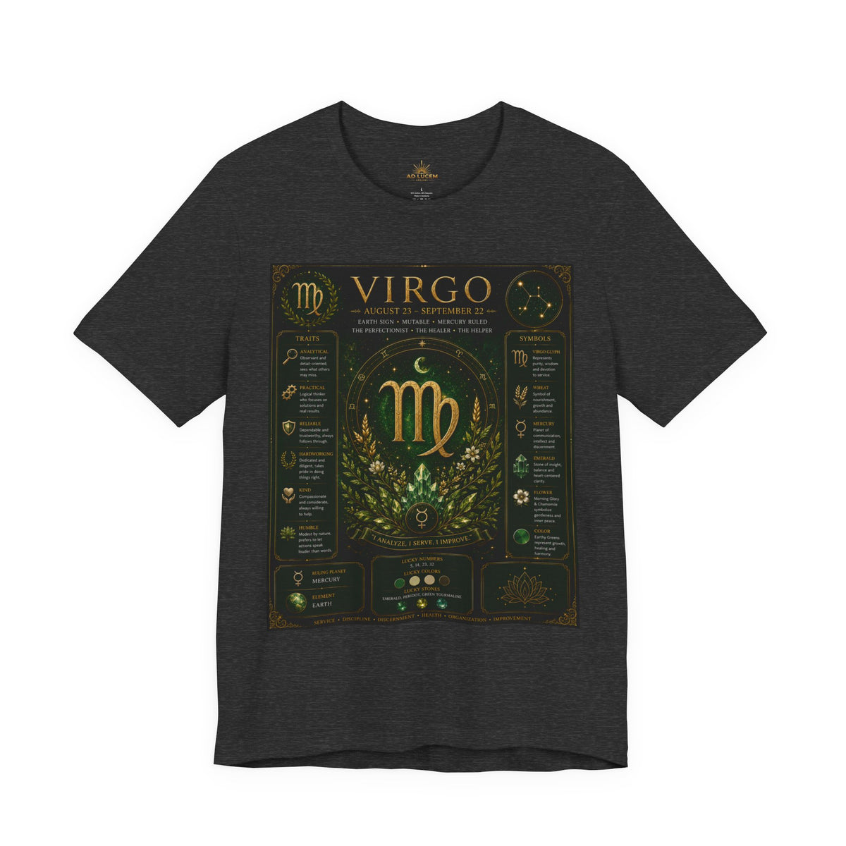 Virgo Zodiac T‑Shirt — Gold Astrology Sign Tee