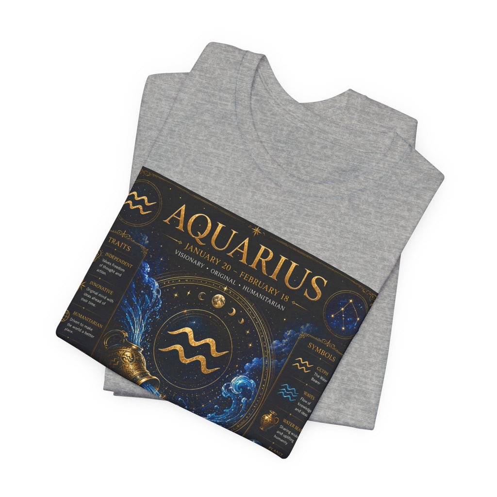 Aquarius Zodiac T-Shirt — Astrology Traits & Birthstone Tee