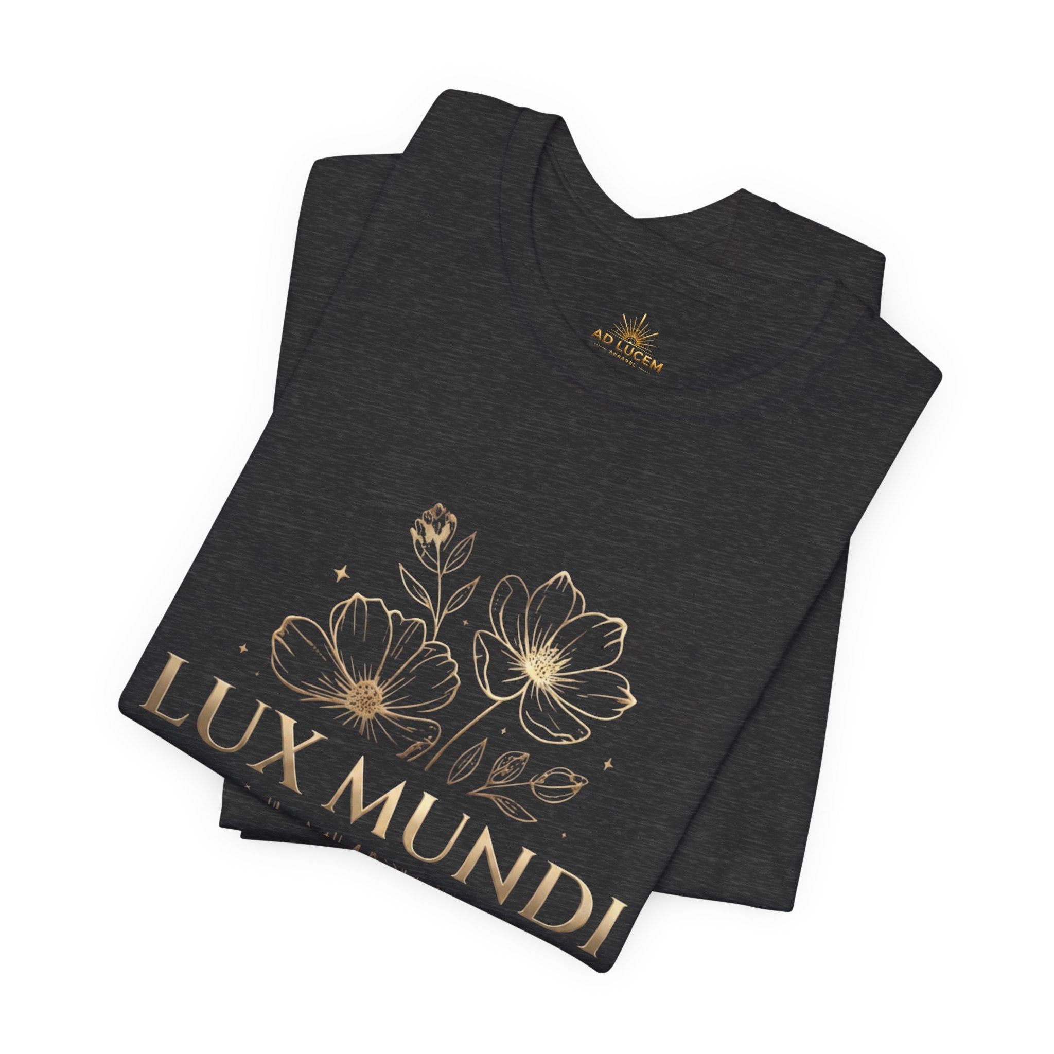 Lux Mundi Floral Tee — "The light shines in the darkness" Inspirational Christian T‑Shirt