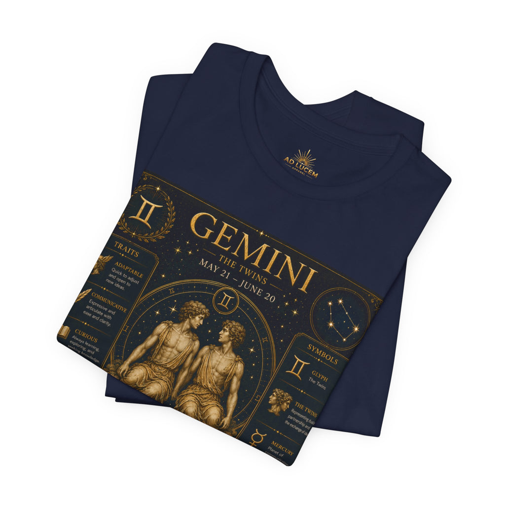 Gemini Zodiac Tee — Vintage Astrology Horoscope Shirt (May 21–June 20)
