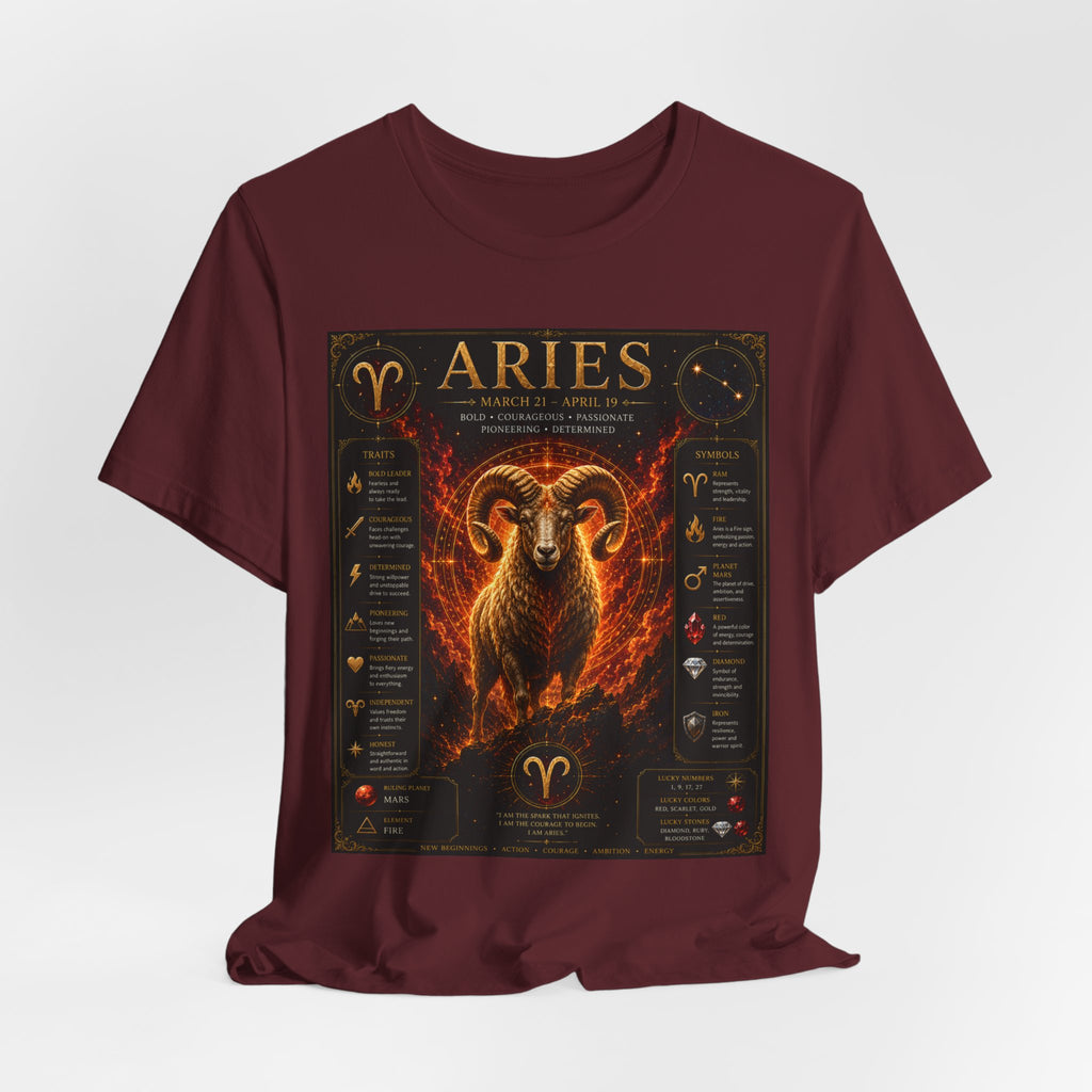 Aries Zodiac Tee — Fiery Ram Horoscope T-Shirt (Aries traits & dates)
