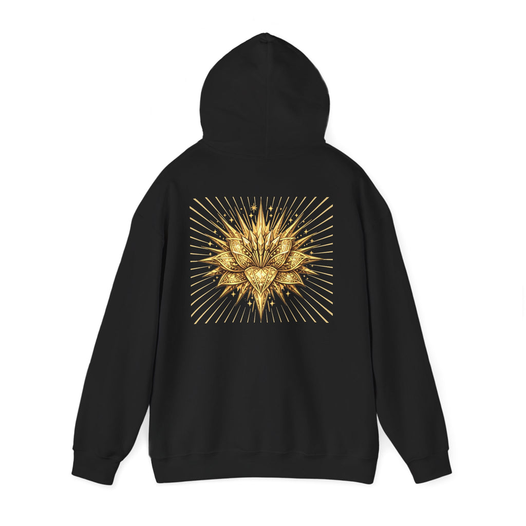 Lux Mundi Hoodie — Gold Lotus Graphic Hooded Sweatshirt