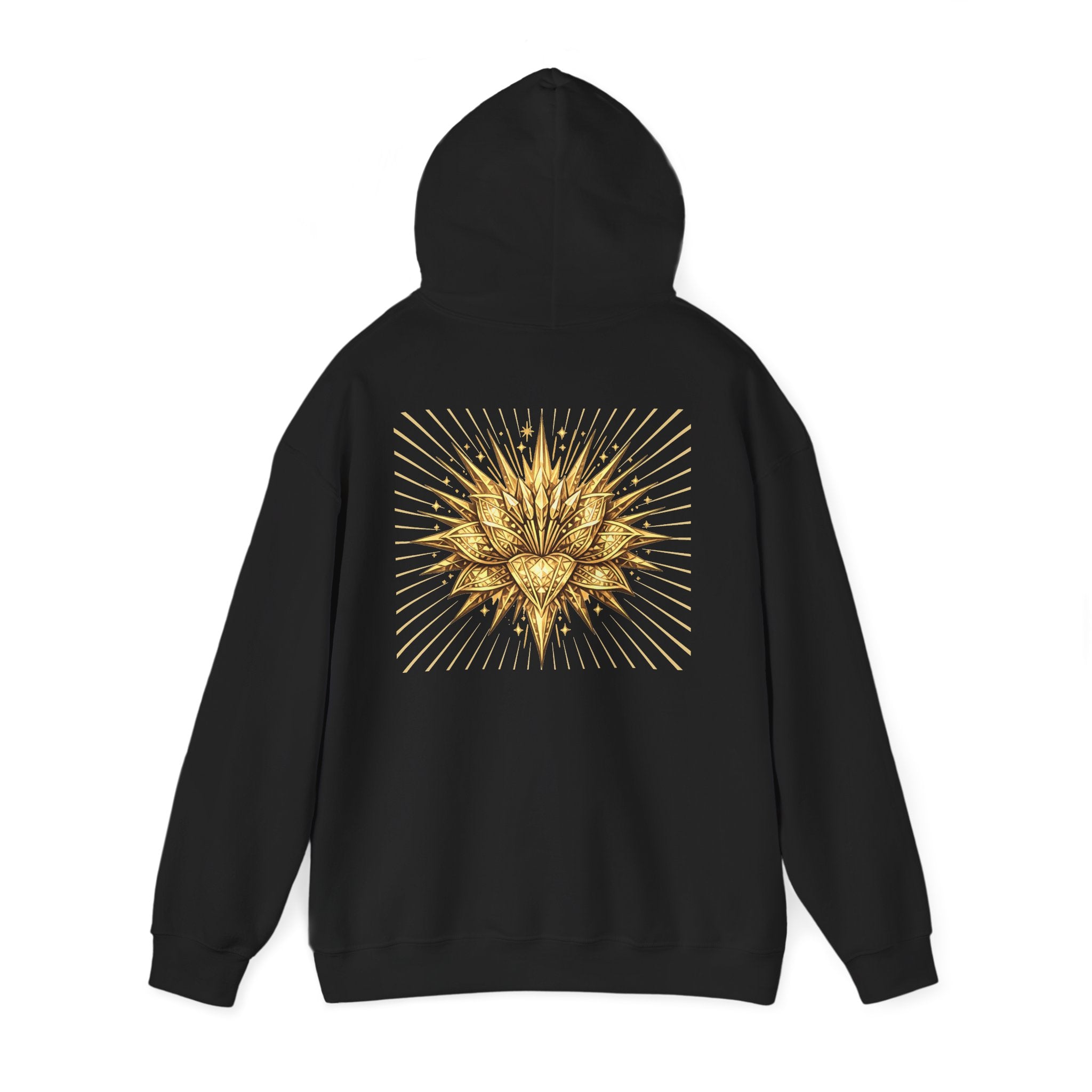 Lux Mundi Hoodie — Gold Lotus Graphic Hooded Sweatshirt