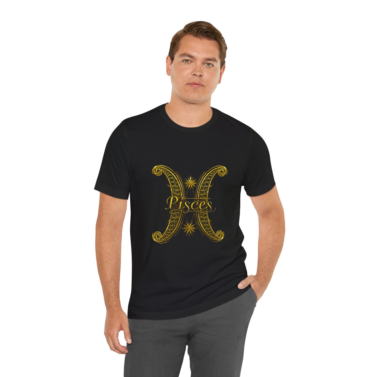 Pisces Zodiac Tee — Golden Astrological Sign Galaxy T-Shirt