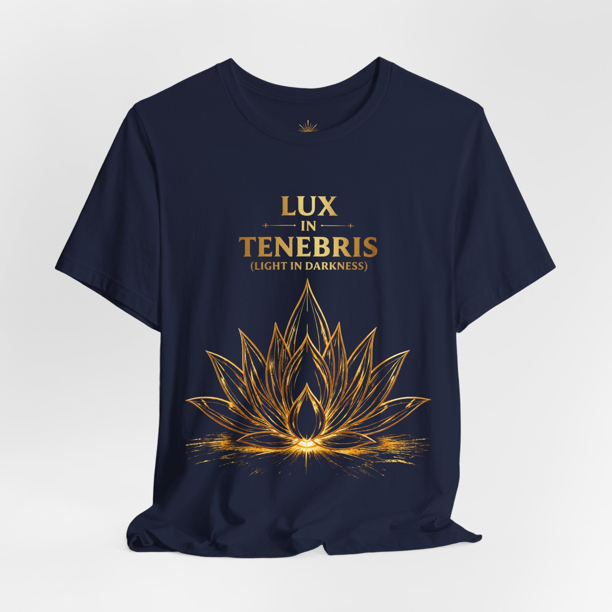Lux in Tenebris Tee — Golden Lotus 'Light in Darkness' Graphic T‑Shirt