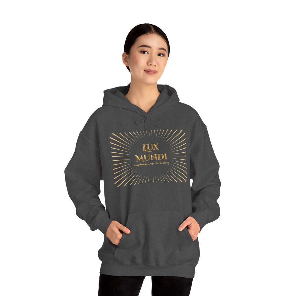 Lux Mundi Hoodie — Gold Lotus Graphic Hooded Sweatshirt