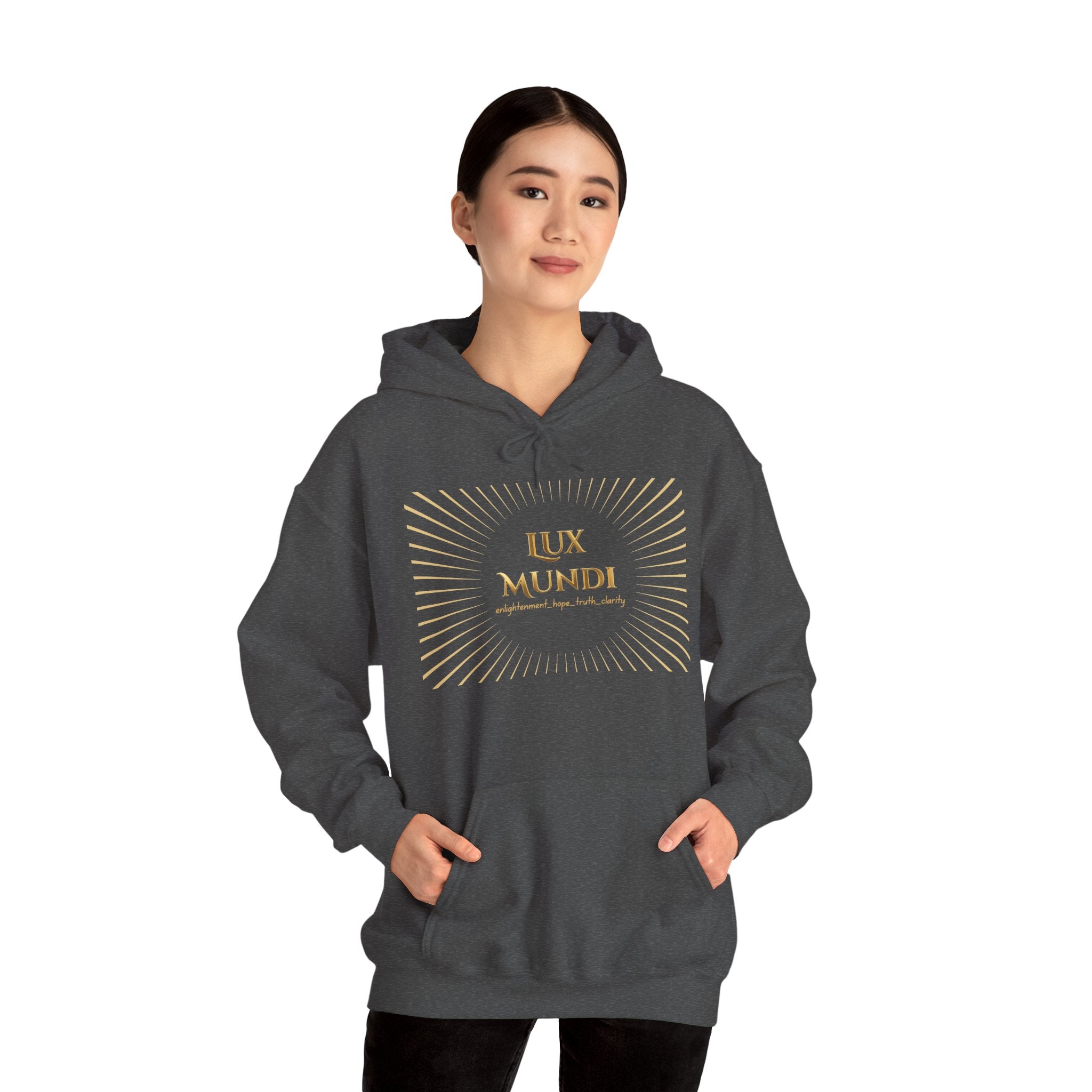 Lux Mundi Hoodie — Gold Lotus Graphic Hooded Sweatshirt