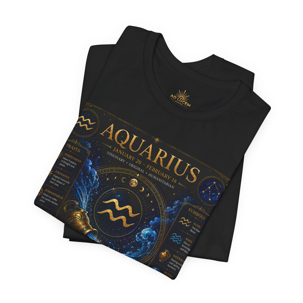 Aquarius Zodiac T-Shirt — Astrology Traits & Birthstone Tee