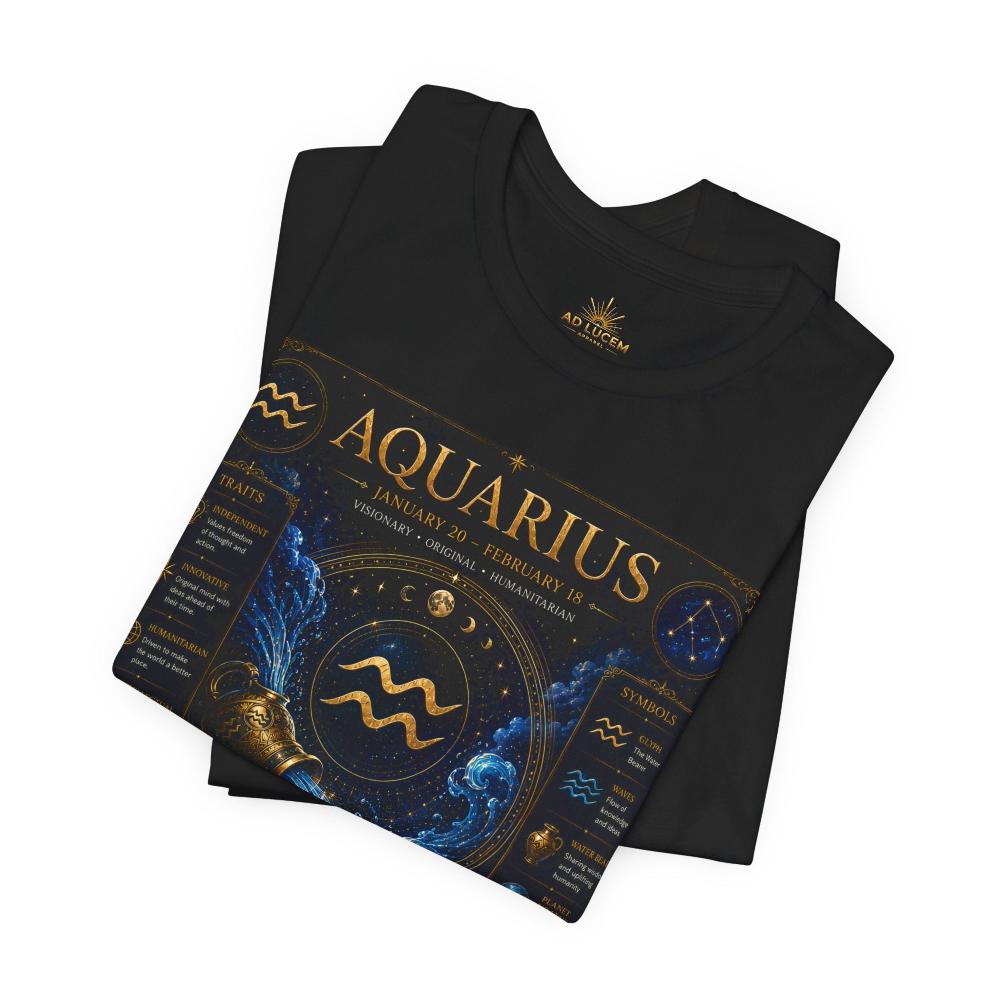 Aquarius Zodiac T-Shirt — Astrology Traits & Birthstone Tee