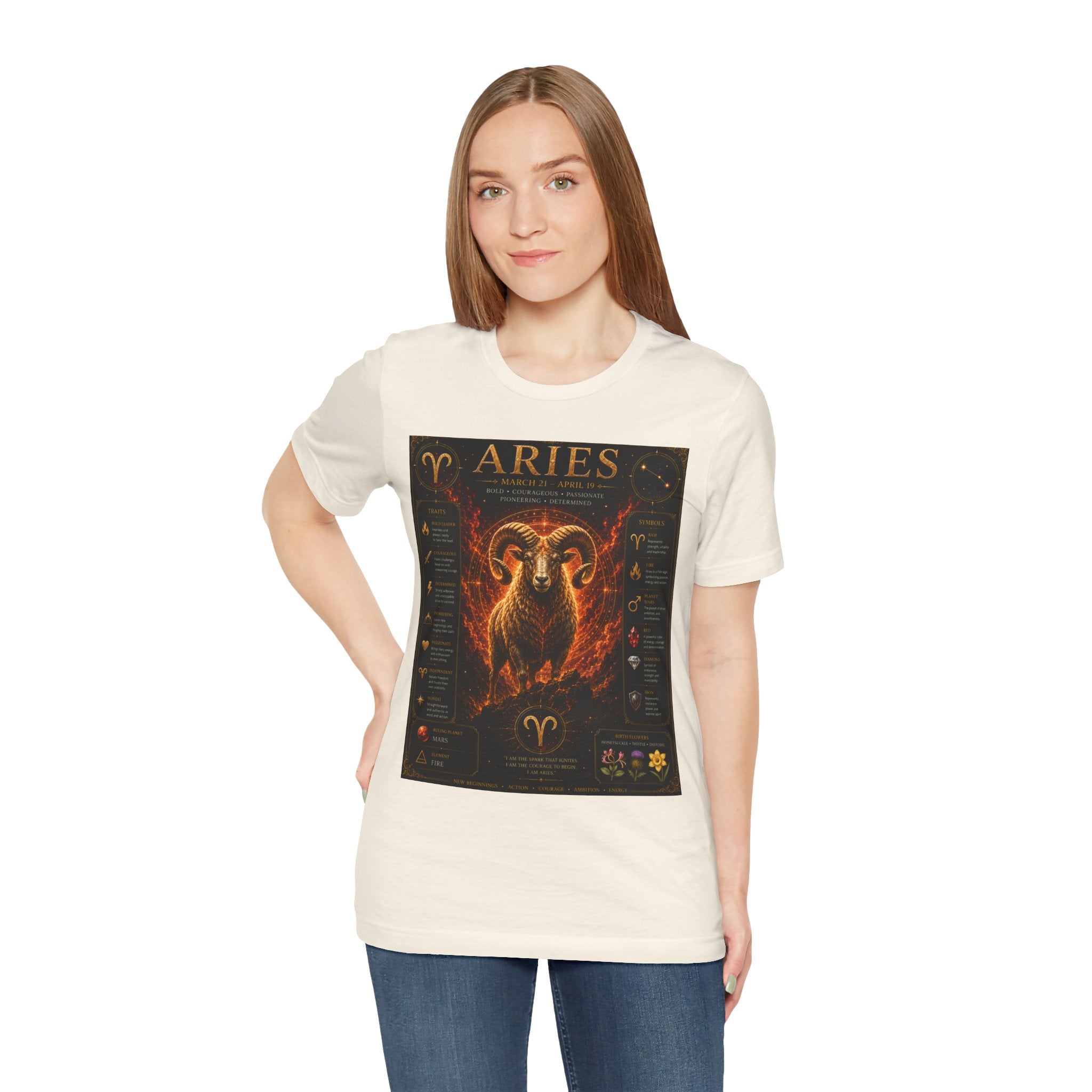 Aries Zodiac Tee — Fiery Ram Horoscope T-Shirt (Aries traits & dates)