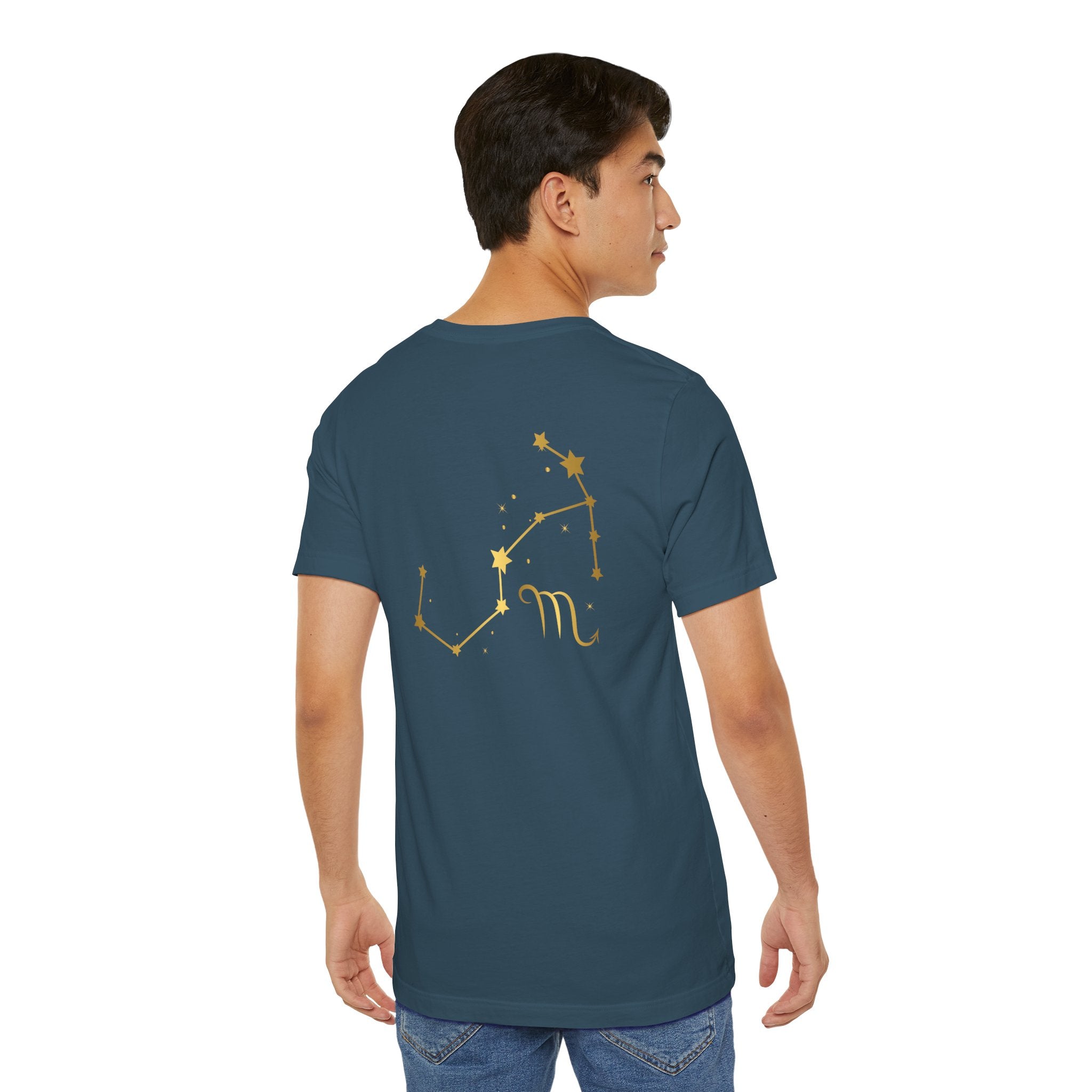 Gold Scorpio Scorpion T-Shirt | Zodiac "Love in Motion" Script