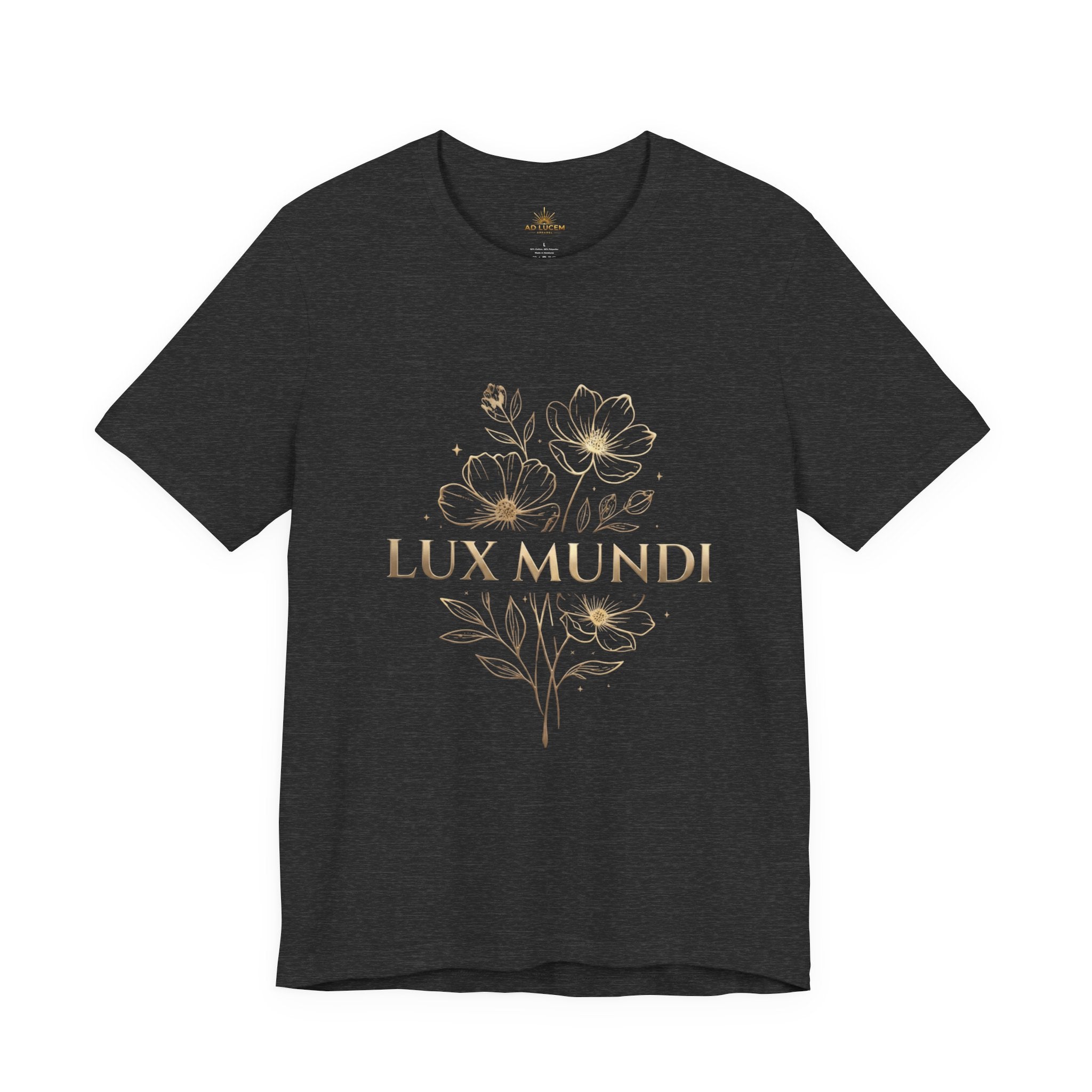 Lux Mundi Floral Tee — "The light shines in the darkness" Inspirational Christian T‑Shirt