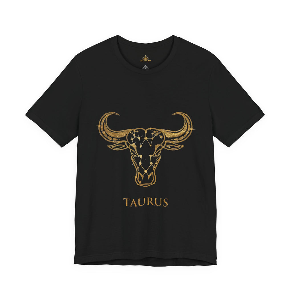 Taurus Zodiac T-Shirt — Gold Bull Skull Astrology Tee