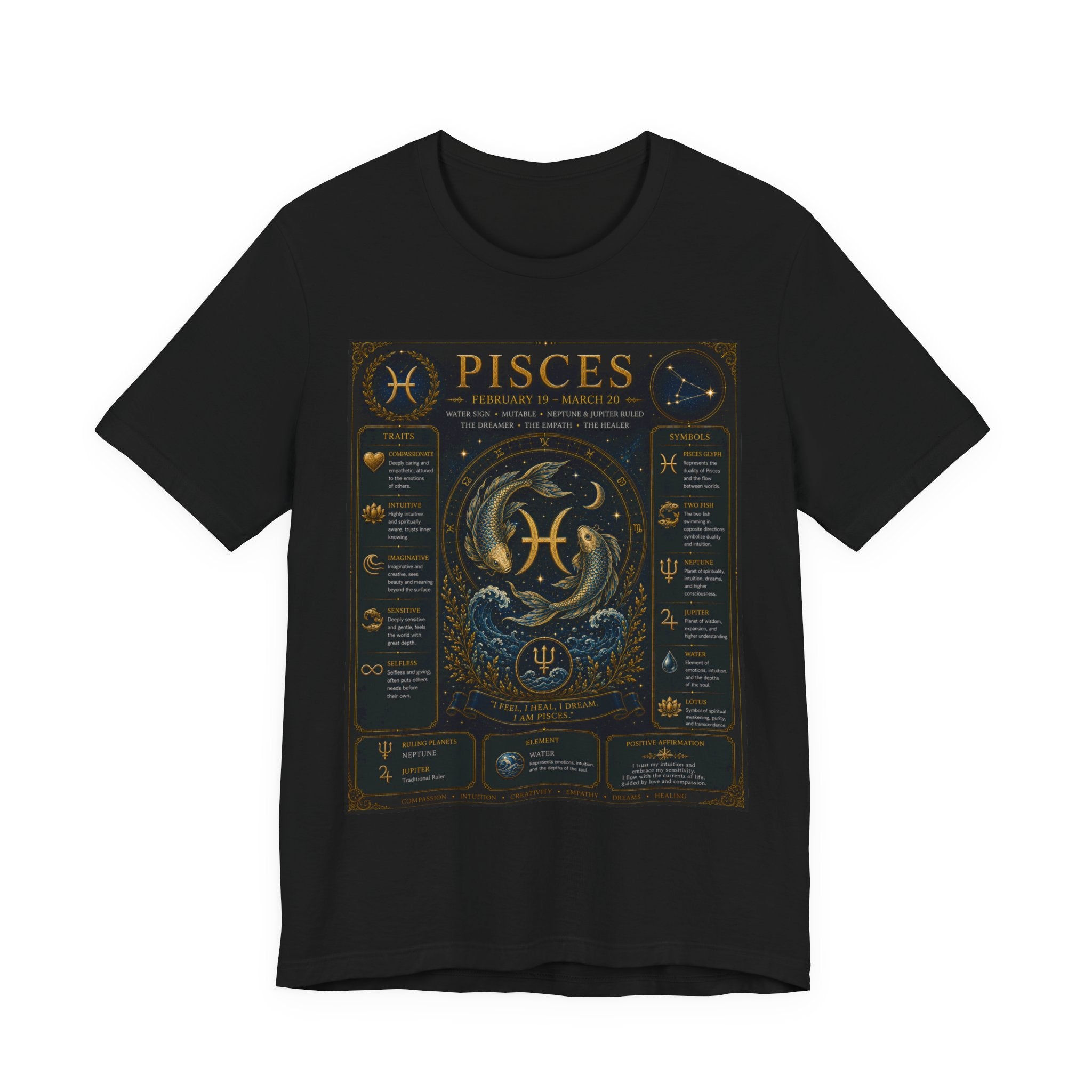 Pisces Zodiac T-Shirt — Pisces Traits Poster Tee | Astrology Gift