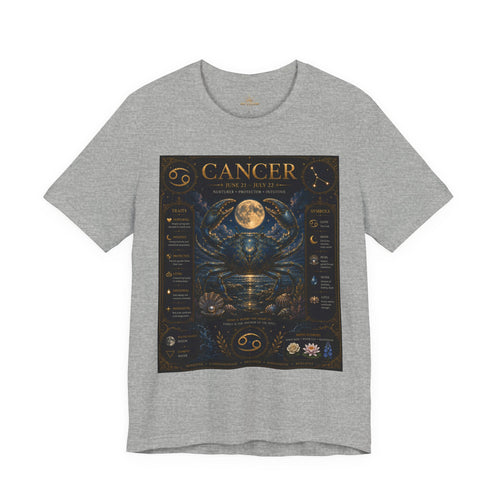 Cancer Zodiac T‑Shirt — Detailed Horoscope Crab Design with Traits & Moon Phases