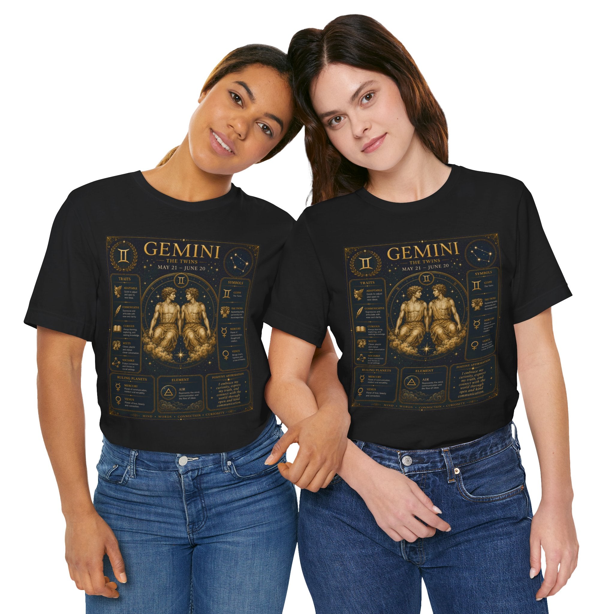 Gemini Zodiac Tee — Vintage Astrology Horoscope Shirt (May 21–June 20)