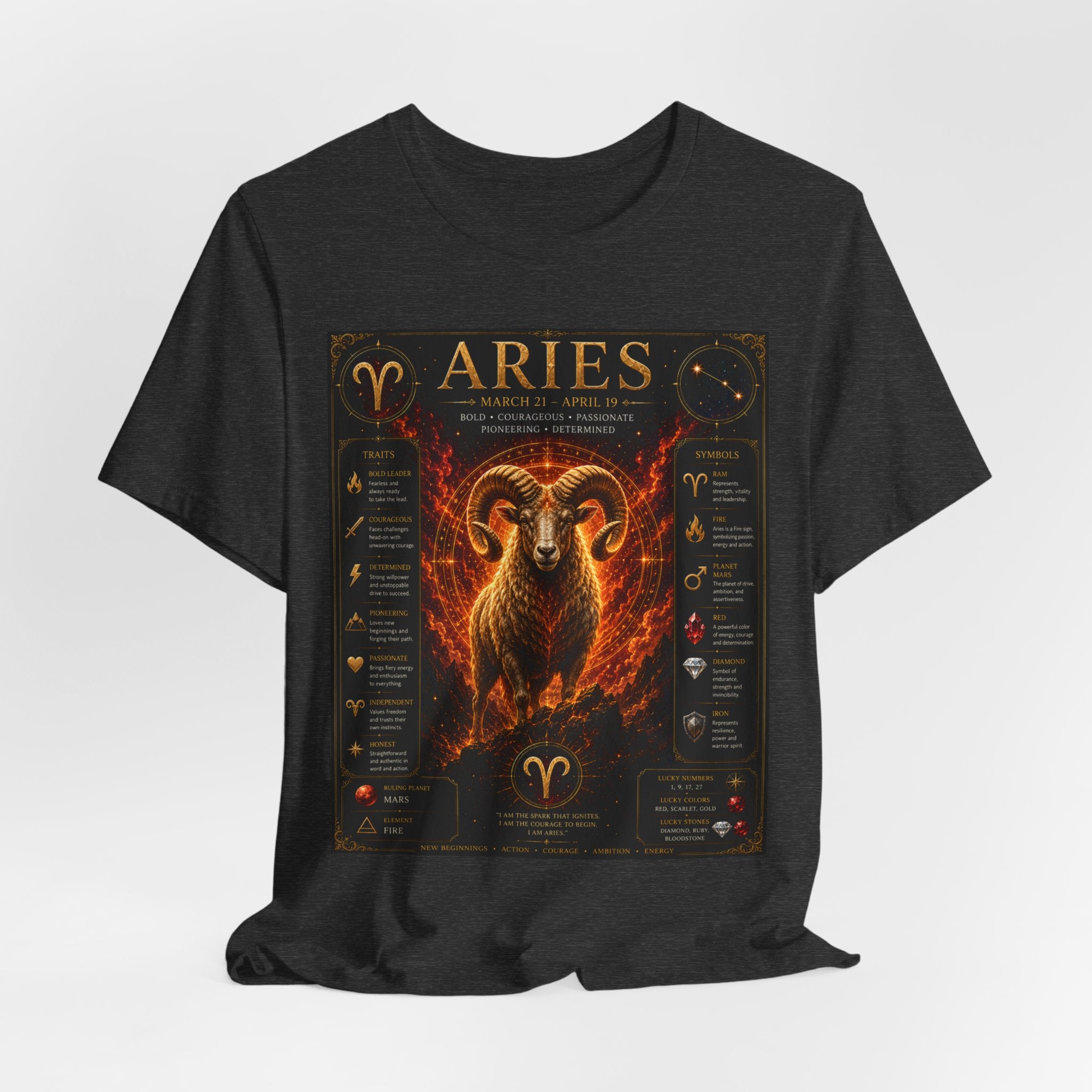 Aries Zodiac Tee — Fiery Ram Horoscope T-Shirt (Aries traits & dates)