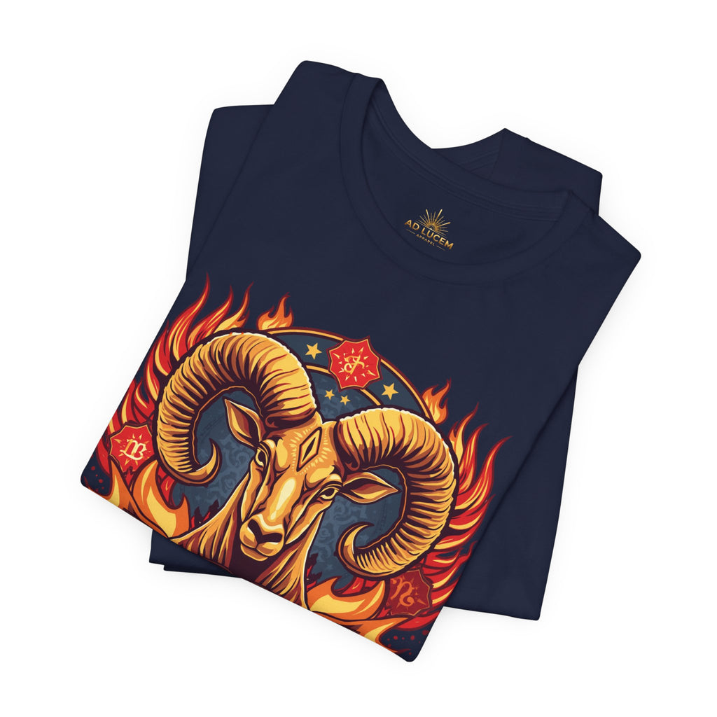 Aries Zodiac Ram T‑Shirt — Bold Fiery Horoscope Tee