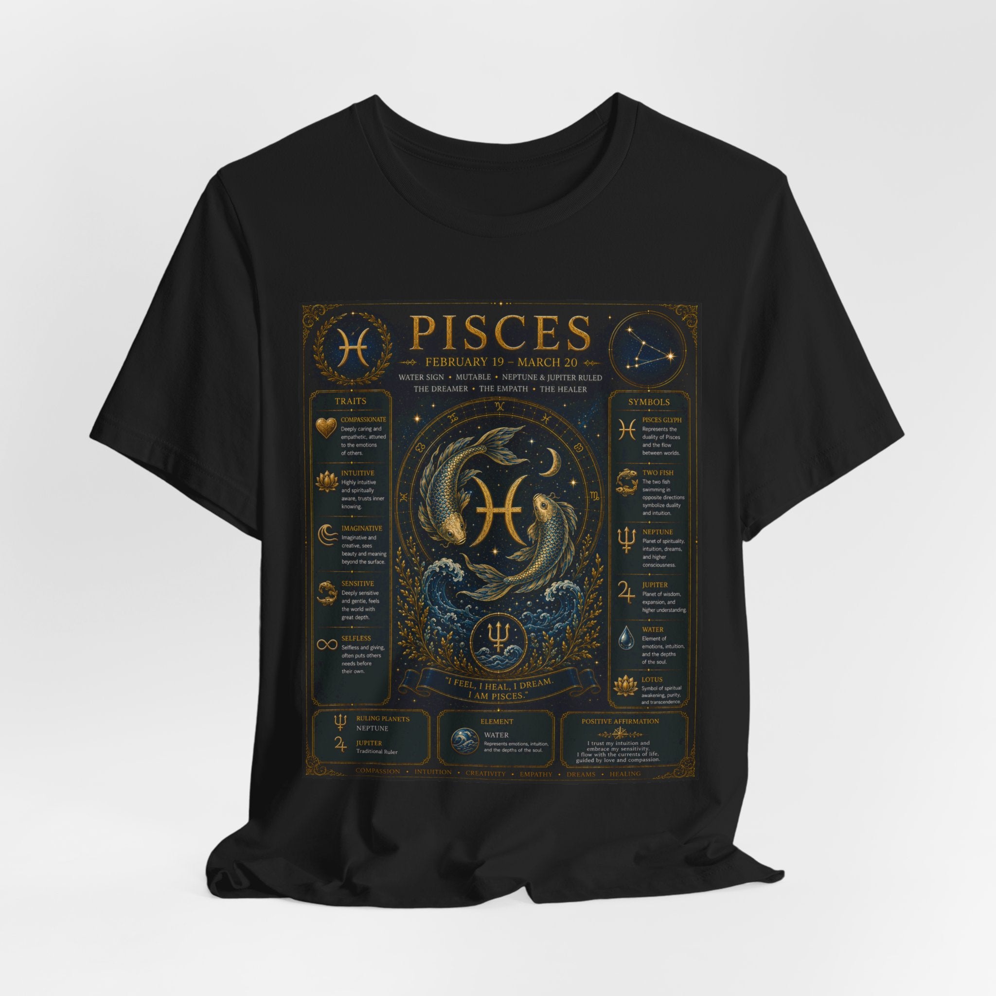 Pisces Zodiac T-Shirt — Pisces Traits Poster Tee | Astrology Gift